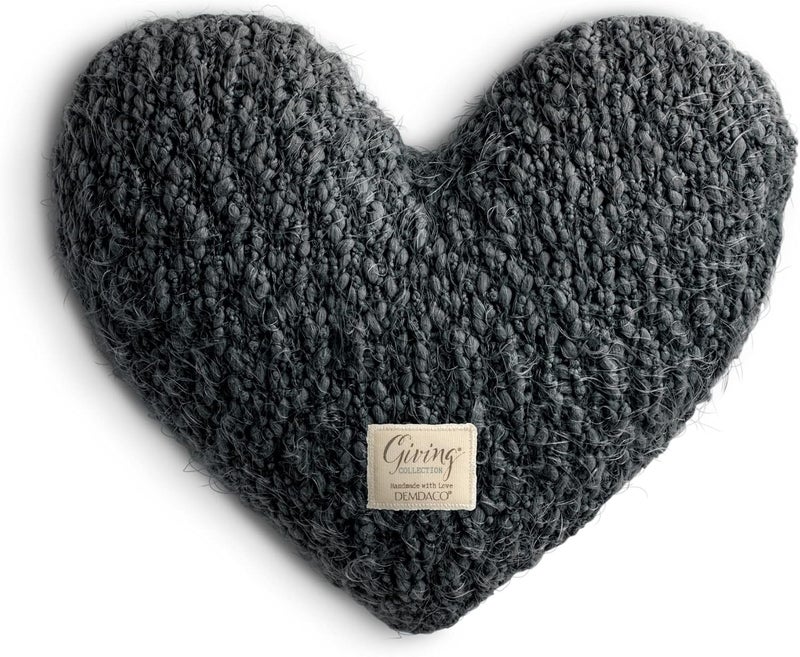 DEMDACO Charcoal Grey Giving Heart 11 x 10 Plush Polyester Decorative Throw Pillow - Image 1