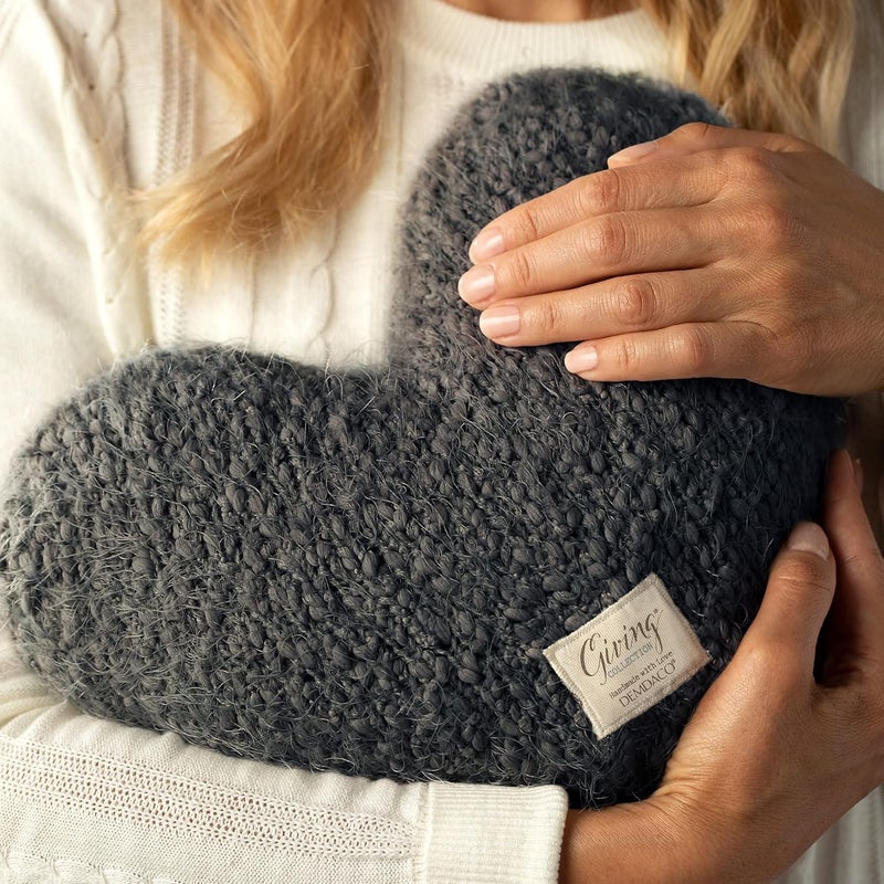 DEMDACO Charcoal Grey Giving Heart 11 x 10 Plush Polyester Decorative Throw Pillow - Image 5