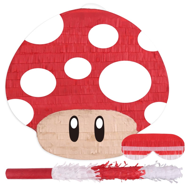 Birchio Mushroom Pinatas Bundle with a Blindfold and a Bat165 x 12 x 35 Inches Perfect for kids Birthday Parties Mexican Theme Parties Decorations - Image 3