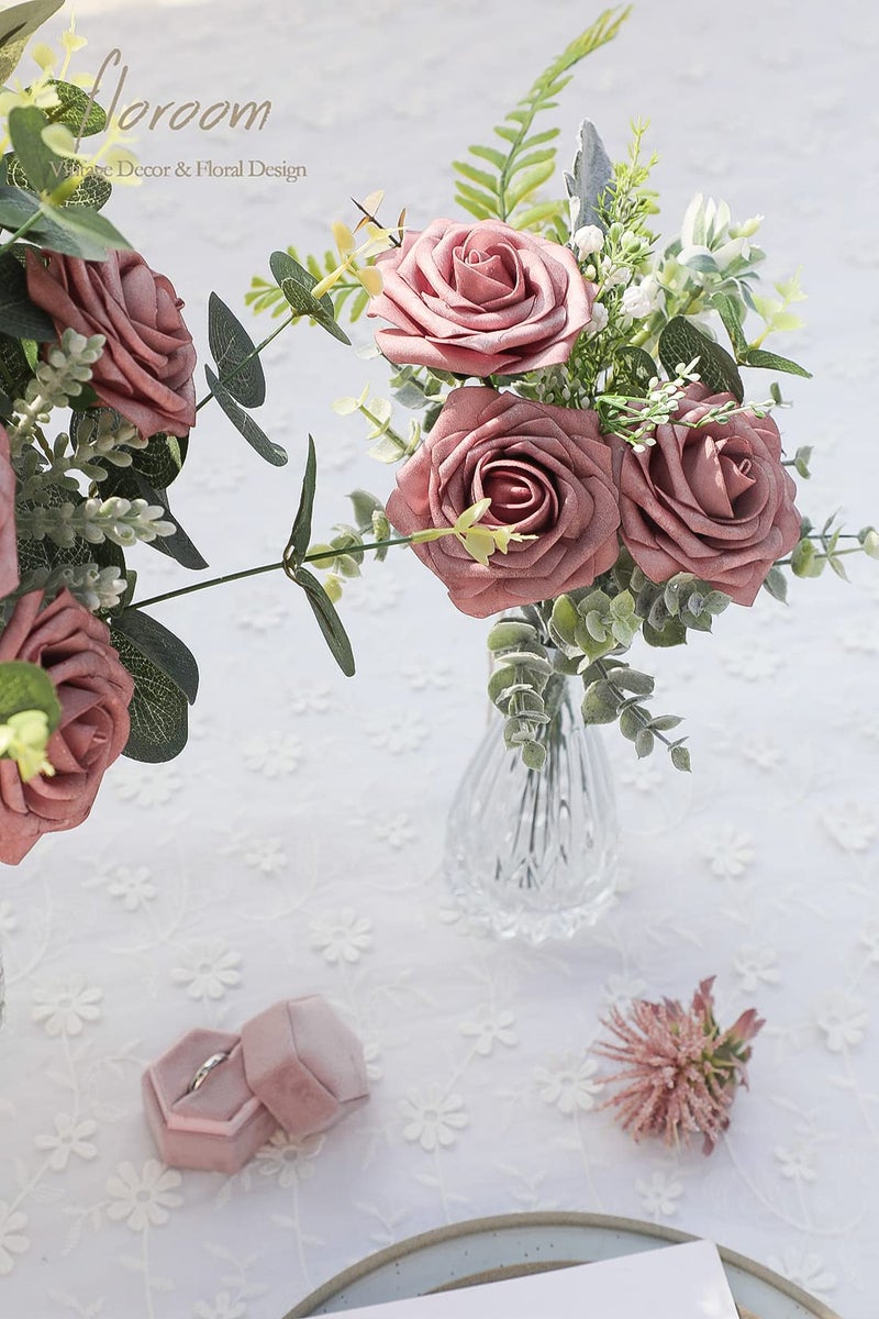 Floroom Artificial Flowers 25pcs Real Looking Dusty Rose Foam Fake Roses with Stems for DIY Wedding Bouquets Bridal Shower Centerpieces Floral Arrangements Party Tables Home Decorations - Image 5