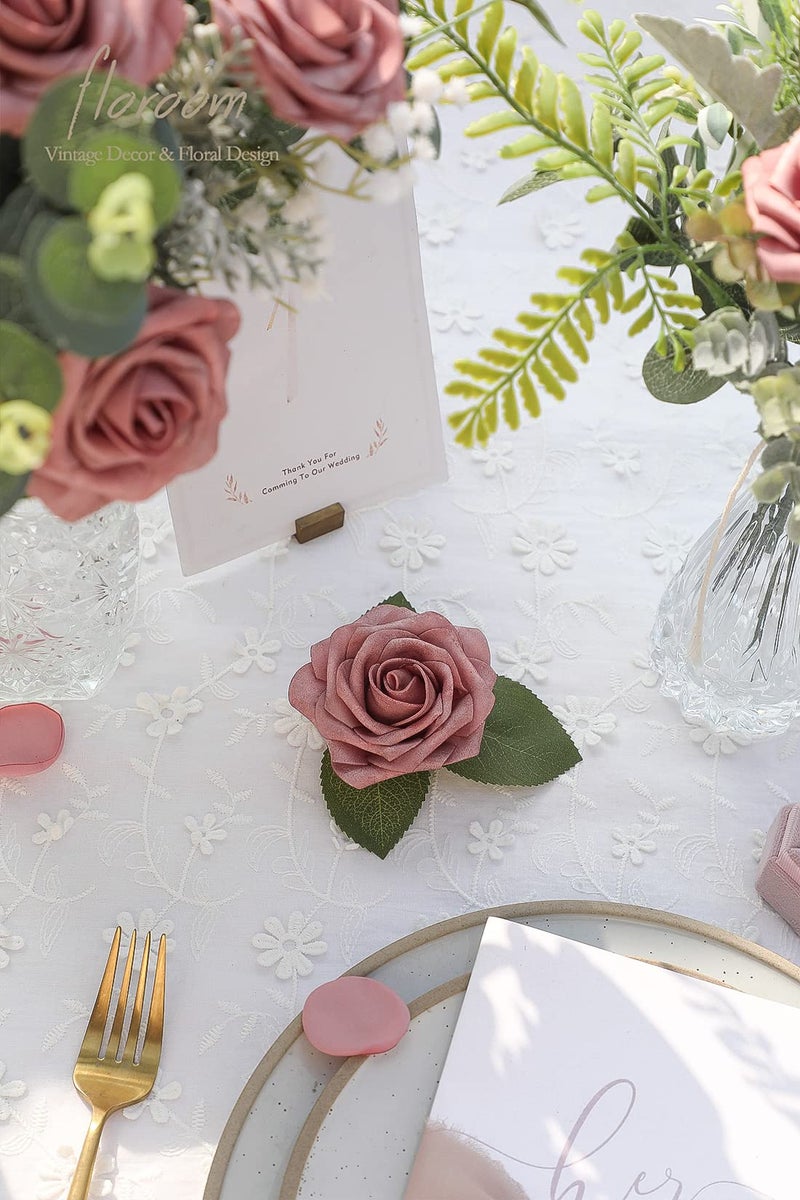Floroom Artificial Flowers 25pcs Real Looking Dusty Rose Foam Fake Roses with Stems for DIY Wedding Bouquets Bridal Shower Centerpieces Floral Arrangements Party Tables Home Decorations - Image 3