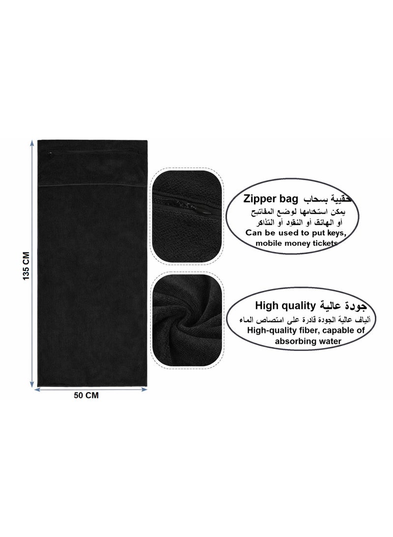 Gym Microfiber Towel with Hidden Zipper Pocket – Ultra Absorbent & Quick Dry – Fits All Gym Equipment - Image 2