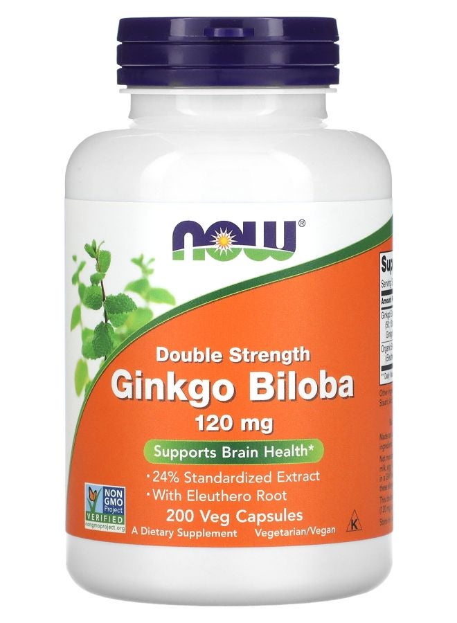 now Ginkgo Biloba Double Strength 120 mg 200 Veg Capsules