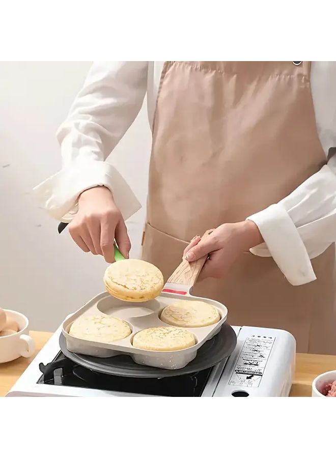 Beige Non Stick Egg Frying Pan 4 Cup with Lid Dishwasher Safe Gas Induction - Image 2