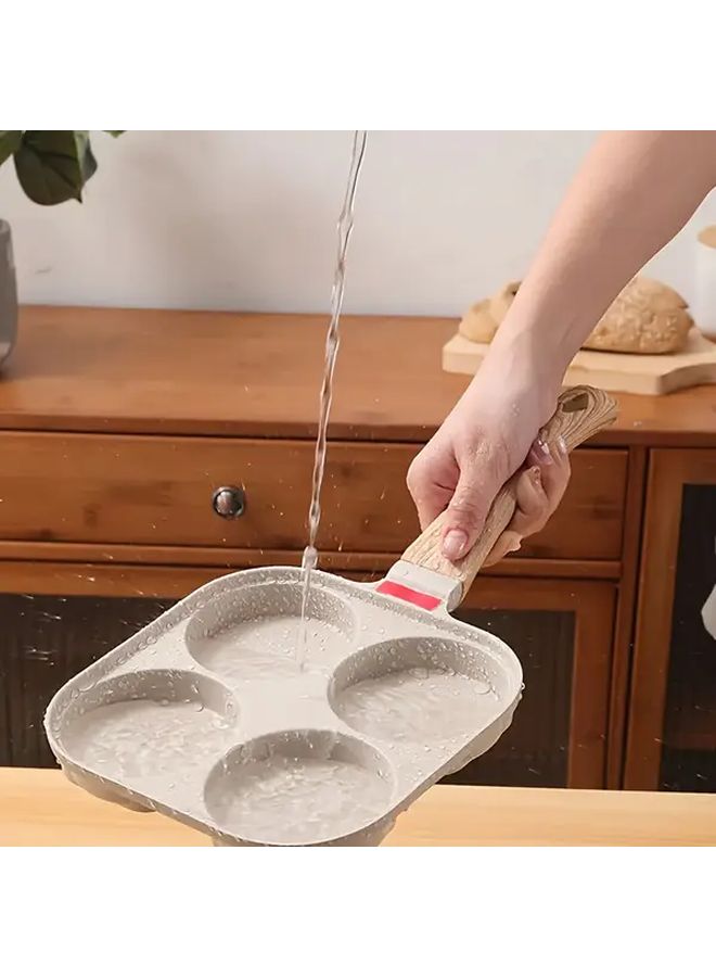 Beige Non Stick Egg Frying Pan 4 Cup with Lid Dishwasher Safe Gas Induction - Image 5