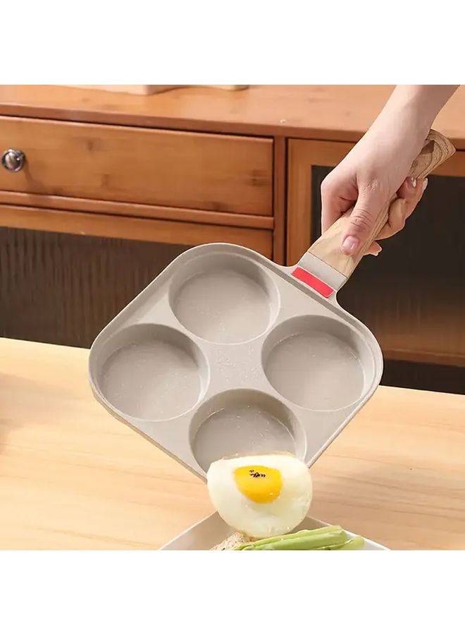 Beige Non Stick Egg Frying Pan 4 Cup with Lid Dishwasher Safe Gas Induction - Image 4
