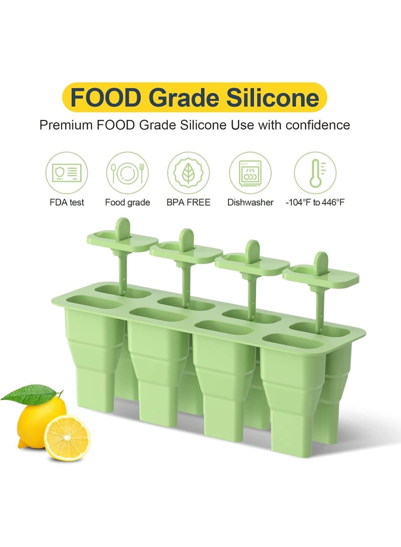 SOLARAE Popsicles Molds, 8 Cavity Silicone Popsicle Molds, BPA Free Popsicle Mold Reusable Easy Release Ice Pop Maker,Homemade Popsicle Mould (Green) - Image 3