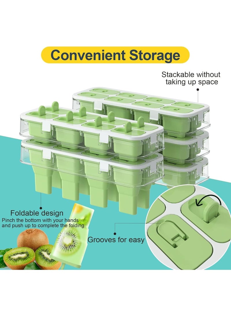 SOLARAE Popsicles Molds, 8 Cavity Silicone Popsicle Molds, BPA Free Popsicle Mold Reusable Easy Release Ice Pop Maker,Homemade Popsicle Mould (Green) - Image 4