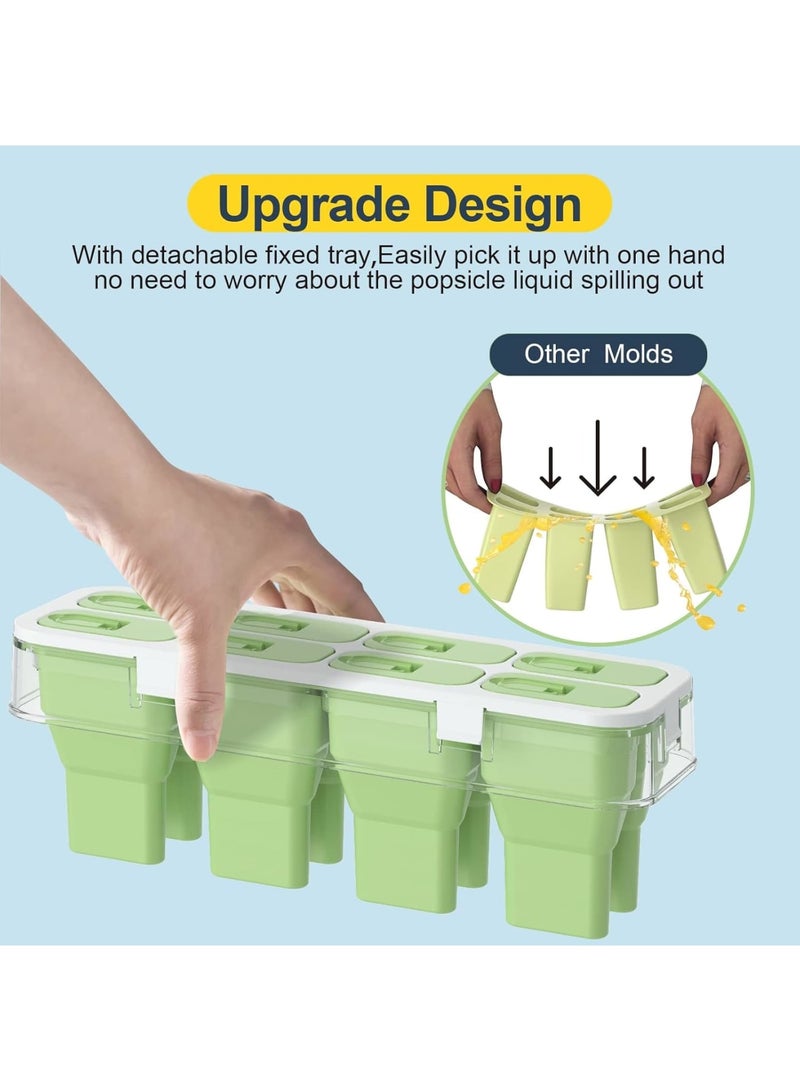 SOLARAE Popsicles Molds, 8 Cavity Silicone Popsicle Molds, BPA Free Popsicle Mold Reusable Easy Release Ice Pop Maker,Homemade Popsicle Mould (Green) - Image 5