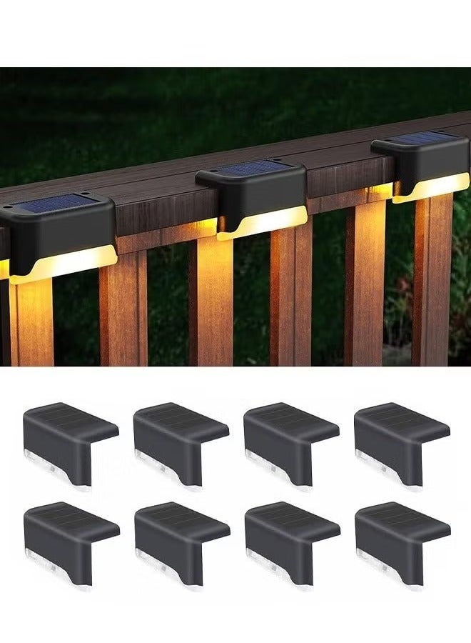 مصباح خطوة شمسي بتقنية LED - 8 حزم للديكور والإضاءة الخارجية - مضاد للماء - للسياج والدرج والسور والعمود والفناء والمدخل - اللون: أسود - Image 1