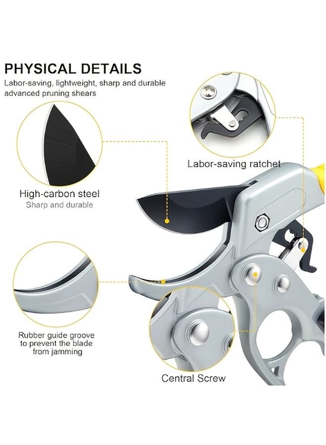 Manganese Steel Manual Gardening Pruning Scissors Yellow Pulley Shears For Trees Shrubs - Image 3