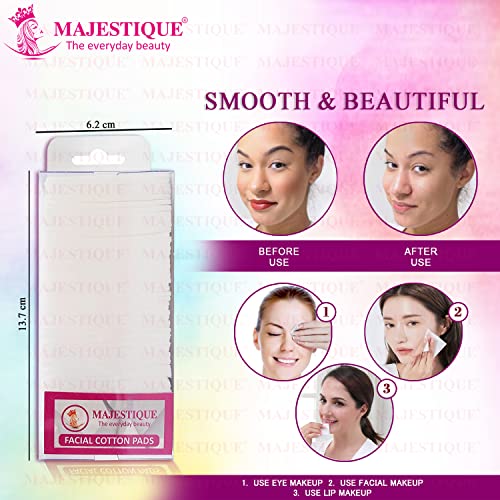 Majestique 250 Count Premium Suqare Facial Cotton Pads for Face Cleansing, 100% Natural Perfect for Removing Dead Skin, Dirt, and Makeup - Image 2