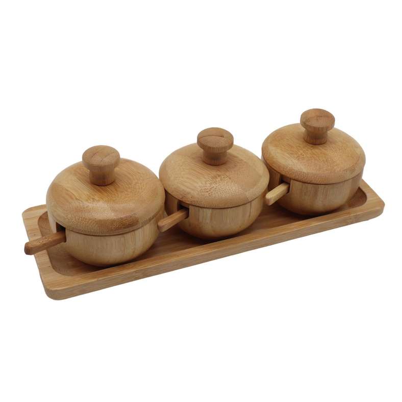 Pan Home Bamboo Condiment Serving Set For Kitchen