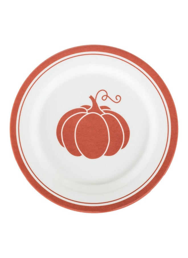C.R. Gibson C.R. Gibson Leaf Reusable Melamine Set for Thanksgiving Dinner Plate, 9" Diameter, Fall Leaves and Pumpkins  - Image 5