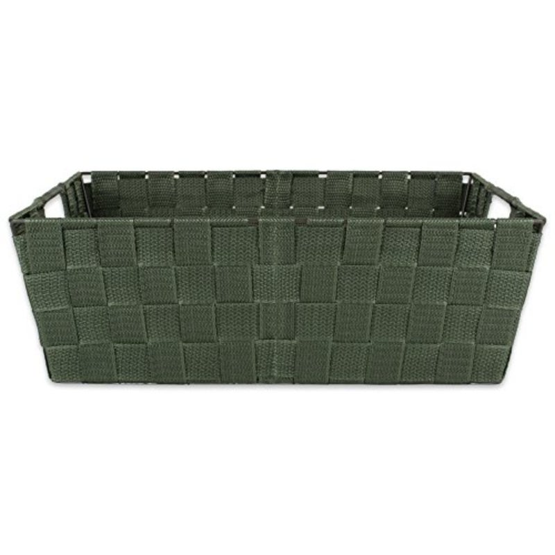 Woven Nylon Trapezoid Storage Bin for Home Office and Closets Olive Color Durable Lightweight Design - Image 3