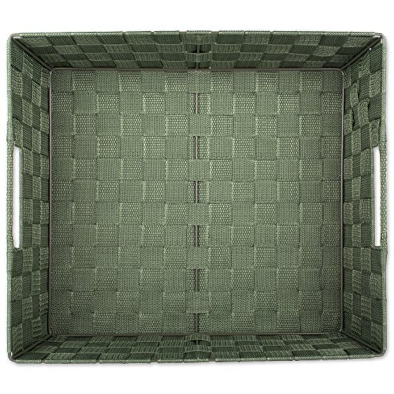 Woven Nylon Trapezoid Storage Bin for Home Office and Closets Olive Color Durable Lightweight Design - Image 4
