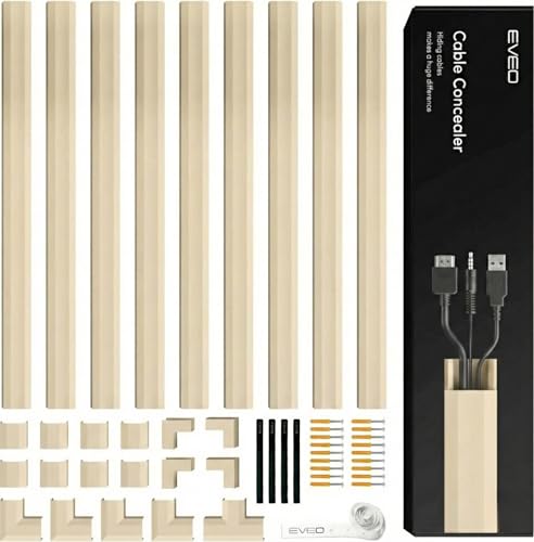 EVEO Cord Covers for Wires on Wall 150in Cable Management Cable Hider Cord Hiders for TV On Wall Paintable Cable Concealer Wire Covers for Cords 10X L16 x W095 x H05 Medium Beige - Image 1