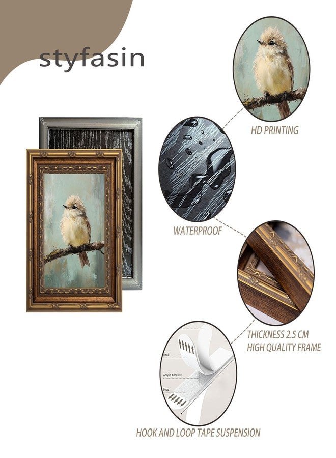 styfasin لوحة جدارية قماشية مؤطرة بالذهب عليها صورة طائر، لوحة عتيقة لعصفور بيج، صور ديكور، عصفور على غصن، غرفة نوم، غرفة معيشة، ملصقات مطبوعة لتزيين الممرات، الفصول الدراسية، غرف النوم، المطابخ - Image 2