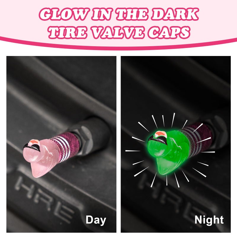 Rislobx 4Pcs Tire Valve Stem Cap Cover For Car Suv Truck  Valve Cover With Funny Duck Sunglasses  Decorative Tire Valve Caps Wheel Accessories (Pink Sunglasses Duck) - Image 2