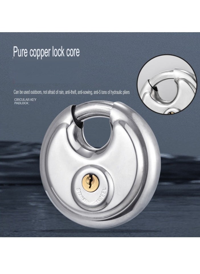 Keyed Padlock, Strong Durable Stainless Steel Disc Locker Lock, Waterproof Outdoors Gate Storage Unit Lock, Heavy Duty Padlock For Warehouse, Bags, Gym Storage, (1pc, 80mm)  - Image 4