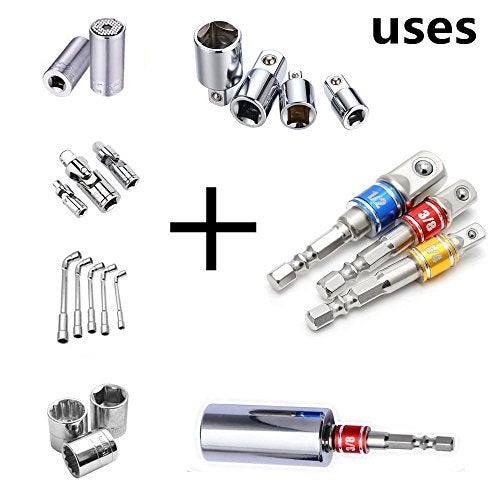 CIGOTU Impact Grade Socket Adapter/Extension Set Turns Power Drill Into High Speed Nut Driver,1/4-Inch Hex Shank to Drive for Adapters to Use with Drill Chucks, Sizes 1/4" 3/8" 1/2", Cr-V, 3-Piece - Image 4