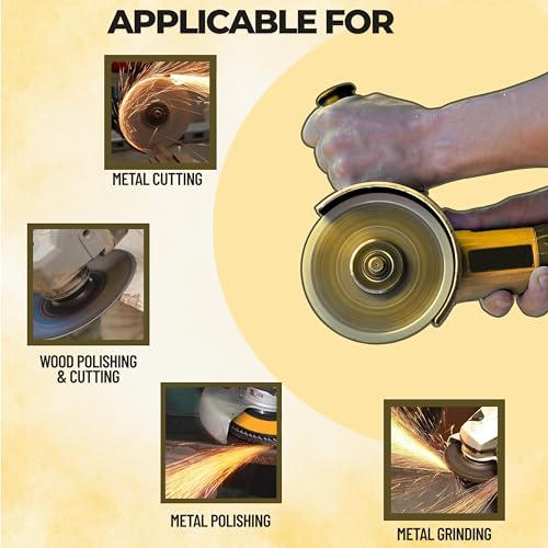 KHADIJA AG-801 4-Inch/100MM 850-Watt Angle Grinder Yellow (Blade not included) - Image 5