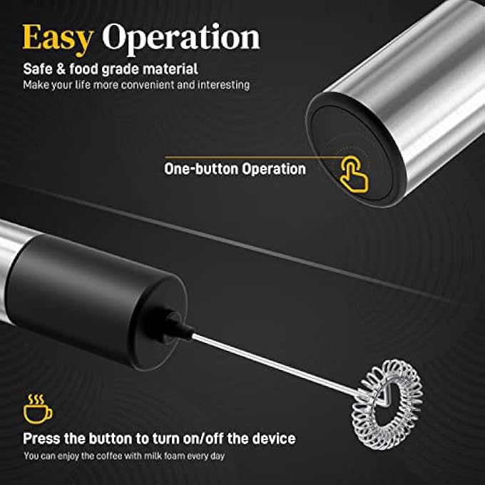 FIDECO Milk Frother Handheld For Coffee Battery Operated Electric Foam Maker Mini Drink Mixer For Coffee Matcha Hot Chocolate Latte Cappuccino - Image 4