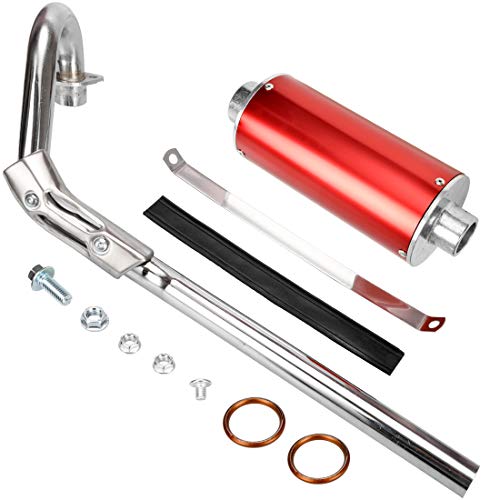FVRITO High Performance Big Bore Muffler Exhaust Silencer Pipe Head Assembly for XR50 CRF50 Chinese 70cc 110cc 125cc SDG SSR Taotao Atomik Thumpstar Roketa Coolster Apollo Dirt Pit Bike Red