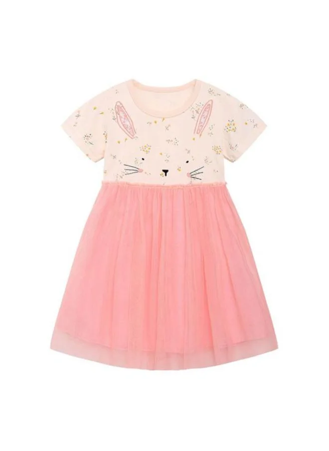 YUNIQEE Pink Fit & Flare Crew Neck Printed Dress