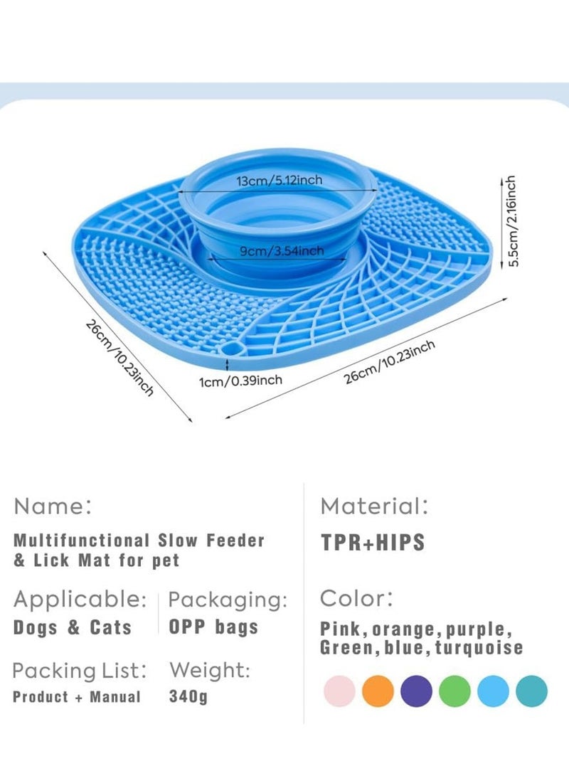 Silicone Snuffle Mat with Water Bowl, Licking Mat for Dogs and Cats, 3 in 1 Slow Feeder Mat with Strong Suction, Durable Machine Washable Dog Slow Feed Food Bowl for Fast Eating - Image 2