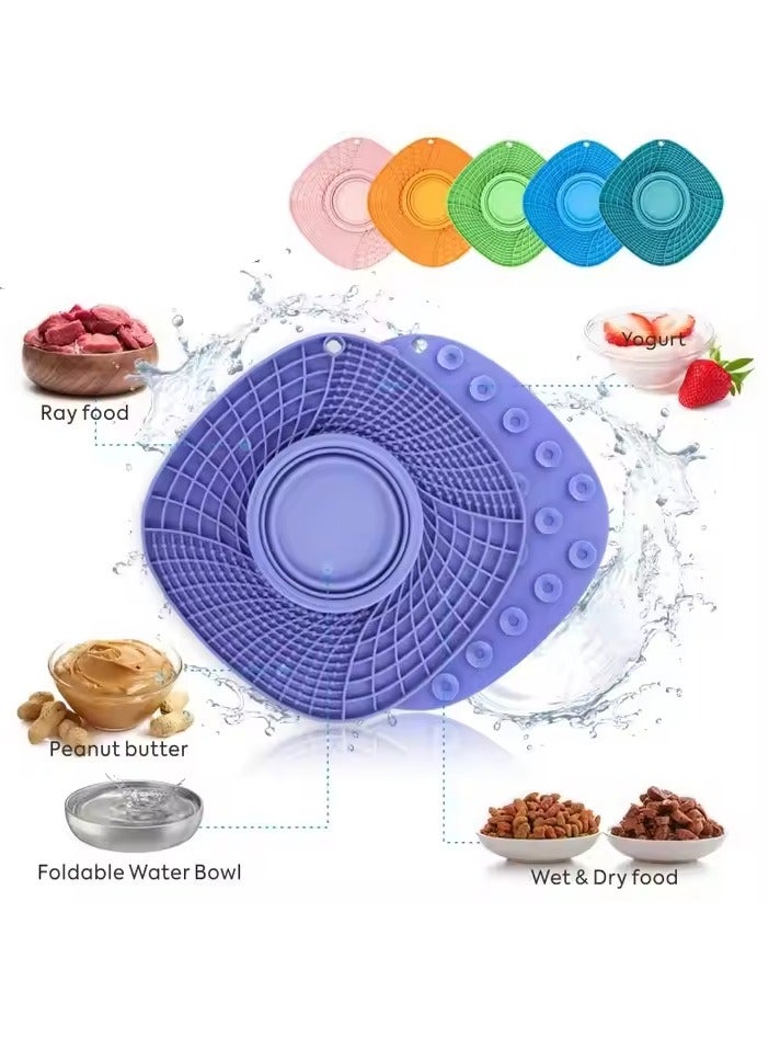 Silicone Snuffle Mat with Water Bowl, Licking Mat for Dogs and Cats, 3 in 1 Slow Feeder Mat with Strong Suction, Durable Machine Washable Dog Slow Feed Food Bowl for Fast Eating - Image 5