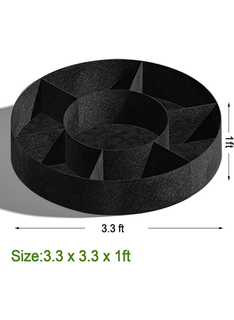 Arabest Fabric Raised Garden Bed, Plant Grow Bags, 3x3x1 Ft Large Round Raised Garden Bed for Growing Vegetables Potatoes Flowers Planting Container for Outdoor Gardening (5 Grid, 3.3 * 3.3 * 1 ft) - Image 5