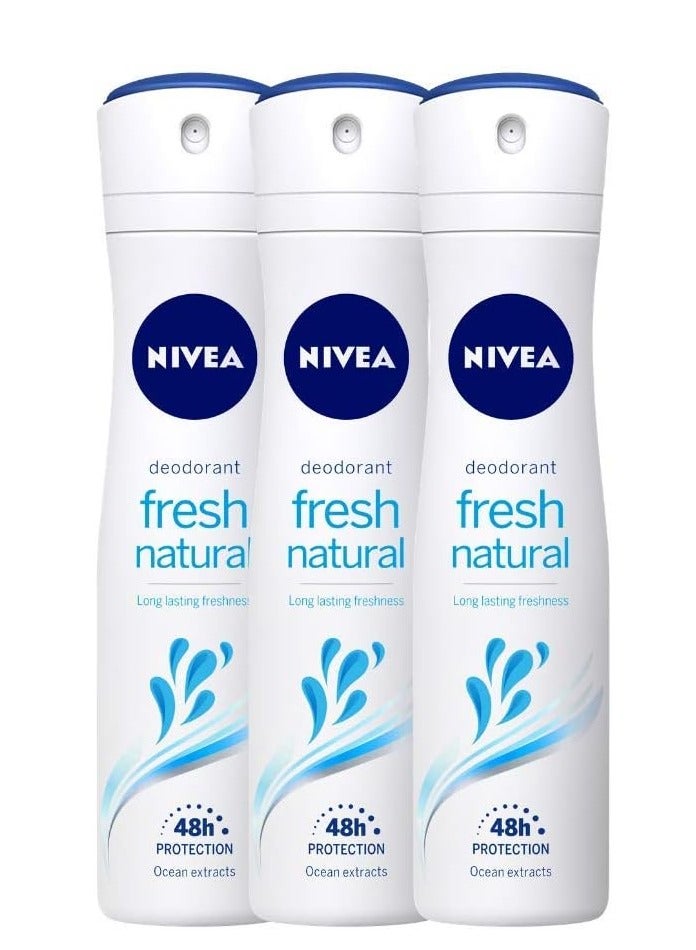 نيفيا مزيل العرق الطبيعي المنعش من نيفيا للنساء، 150 مل (عبوة من 3 قطع)