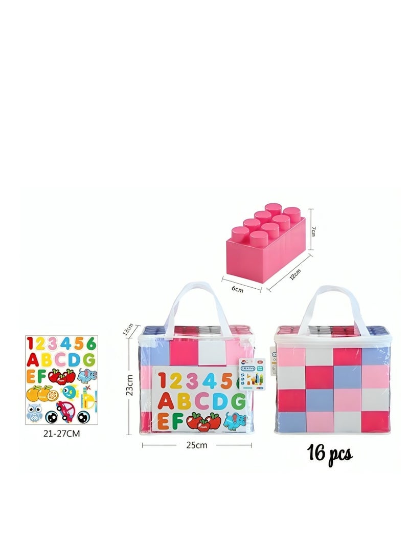 إسكدنيا مجموعة 16 قطعة من كتل البناء الكبيرة الملونة للأطفال في مرحلة ما قبل المدرسة، ألعاب تعليمية للأطفال - Image 4