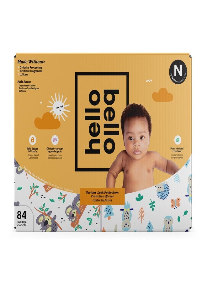 Hello Bello Diapers, Size Newborn (NB, Up to 10 lbs), 84 Count of Premium Disposable Baby Diapers in Woodland Animals and Koala Kids Designs, Hypoallergenic with Soft, Cloth-Like Feel - Image 1