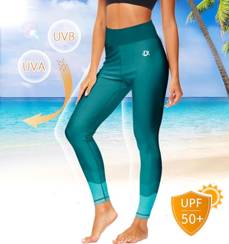 Deerose Women's Surf Swimming Leggings Surf High Waisted Quick Dry Swimsuit Pants Rash Guard Pants Green L - Image 2