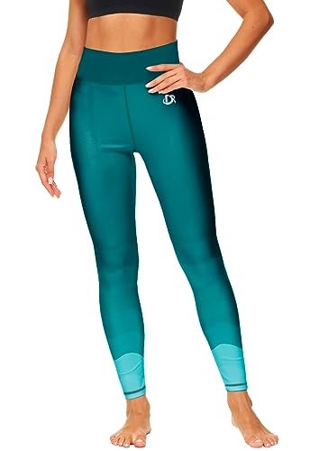 Deerose Women's Surf Swimming Leggings Surf High Waisted Quick Dry Swimsuit Pants Rash Guard Pants Green L - Image 4