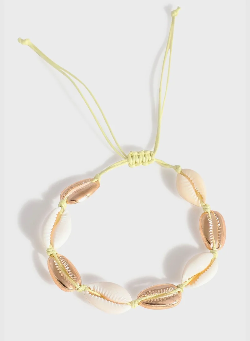 SOHI 4 Piece Gold Plated Casual Shell Anklet For Women