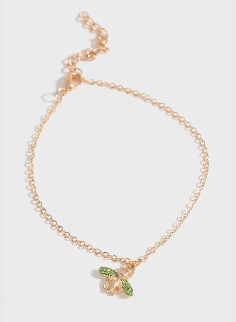 SOHI 4 Piece Gold Plated Casual Shell Anklet For Women