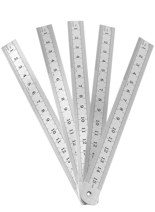 ZEONHAK 40 Pack Metal Ruler, 6 Inch Laser Engraved Marks Won't Fade, Stainless Steel Rulers Includes Imperial/Metric Scales & Individual Sleeves for Measurement - Image 4
