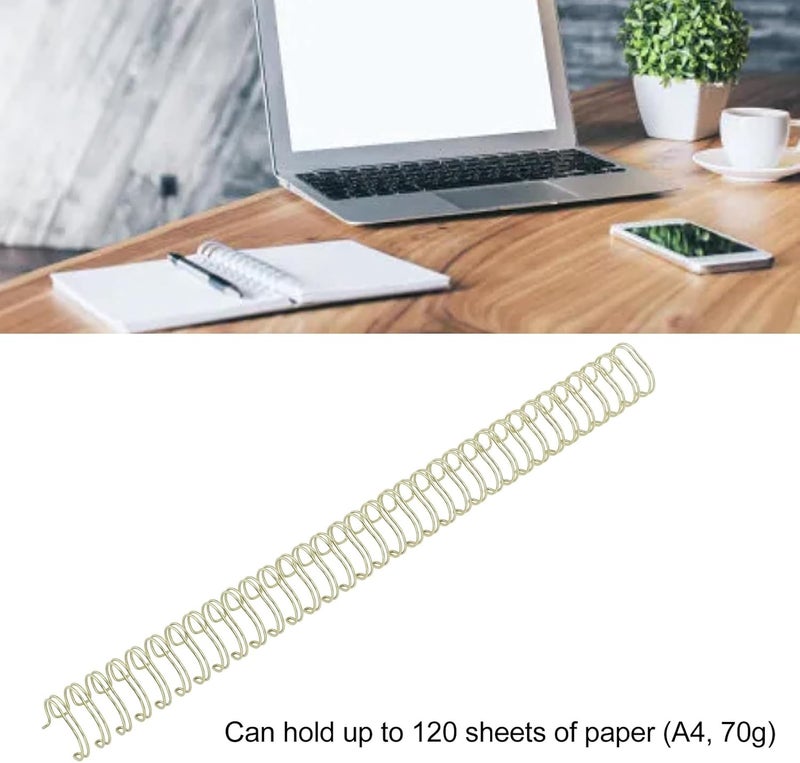 Marhynchus 100pcs Double Loop Wire Binding Spines, 34 Loops 3:1 Pitch 120 Sheet Capacity for Letter Size A4 Paper Binding (Light Gold) - Image 4