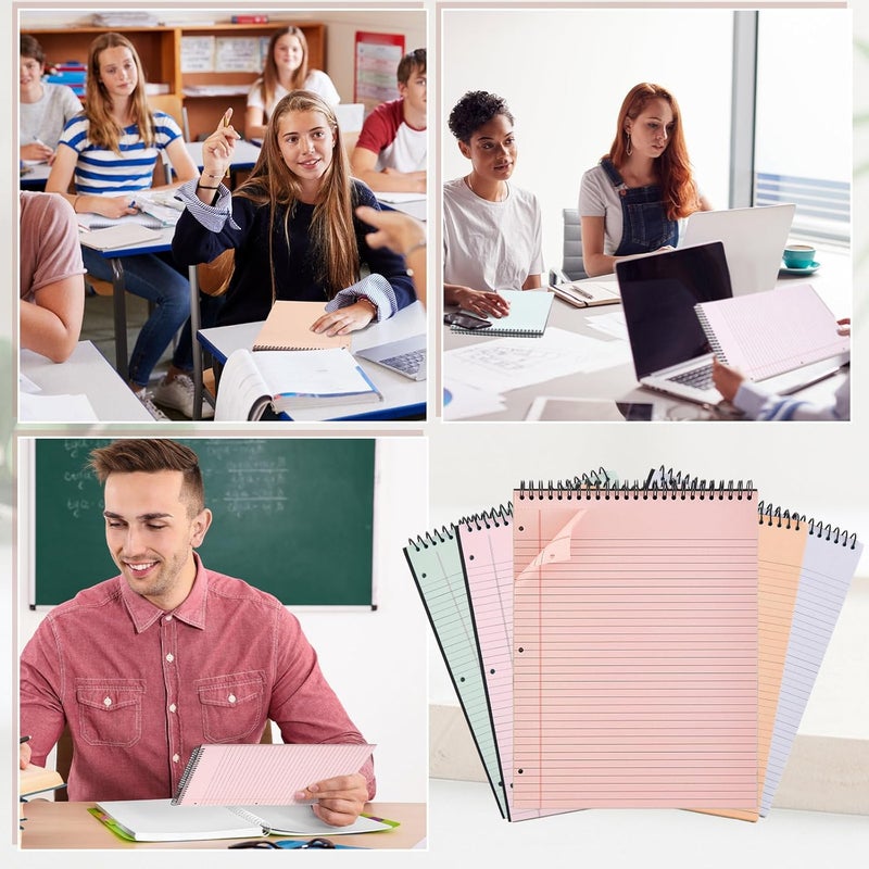10 مجموعات من : دفاتر ملاحظات حلزونية بحجم 8.5" x 11"، تحتوي على أوراق قانونية مثقوبة بثلاثة ثقوب، مخططة للاستخدام في المكتب أو المدرسة أو الأعمال (بألوان فاتحة). - Image 3