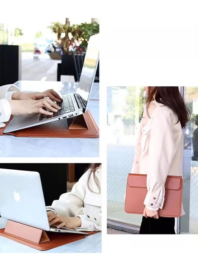 Generic - 3-in-1 Laptop Sleeve Protective,PU Leather Tablet Case,Waterproof Shockproof Laptop Bag Magnetic Closure Built in Adjustable Stand Mouse Pad Lightweight Compatible with Microsoft Surface Laptop, MacBook Air /15.4-Inch - Image 1