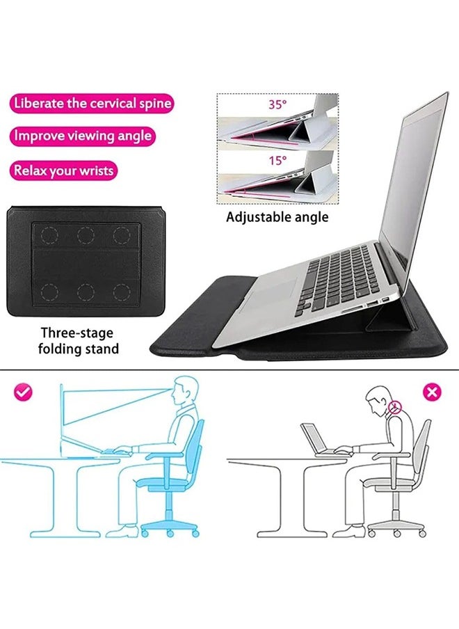 Generic - 3-in-1 Laptop Sleeve Protective,PU Leather Tablet Case,Waterproof Shockproof Laptop Bag Magnetic Closure Built in Adjustable Stand Mouse Pad Lightweight Compatible with Microsoft Surface Laptop, MacBook Air /15.4-Inch - Image 1