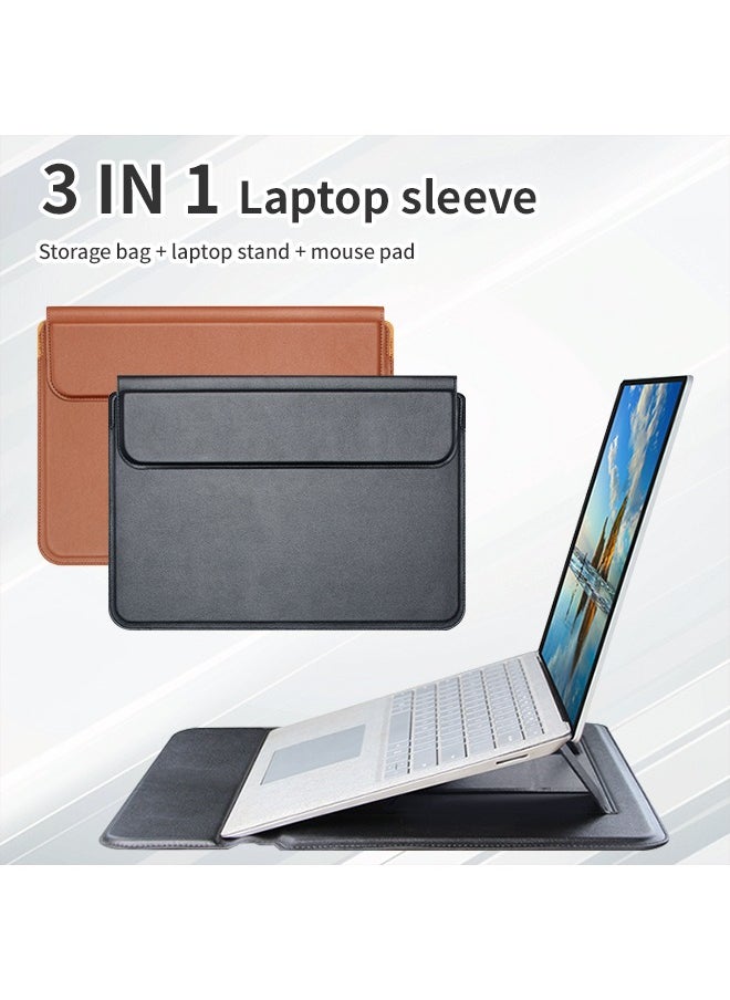 Generic - 3-in-1 Laptop Sleeve Protective,PU Leather Tablet Case,Waterproof Shockproof Laptop Bag Magnetic Closure Built in Adjustable Stand Mouse Pad Lightweight Compatible with Microsoft Surface Laptop, MacBook Air /15.4-Inch - Image 1