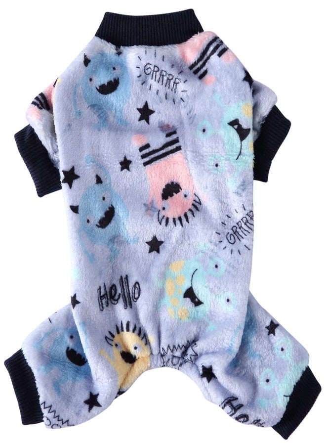 XIAOYU Halloween Dog Pajamas Soft Warm Pet Clothes Cat Apparel Dog Jumpsuit for Small Dogs Cats Pets, Monster, M - Image 1
