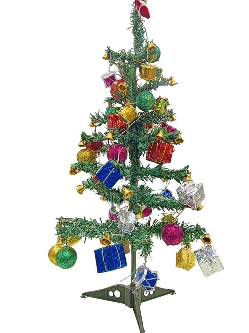 Goyal Handicrafts Goyal Handicrafts Christmas Tree 2 Feet with 36 Decoration Hanging Props Ornaments for Table Top Office Small Artificial Xmas Tree Party Decor Christmas Decorations Items for Home  - Image 1
