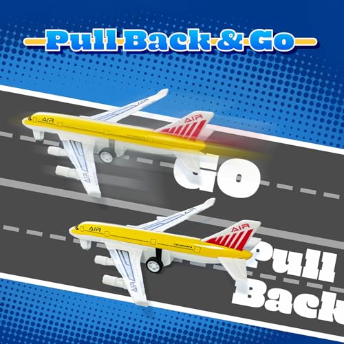 AtomDream Tech Airplane Toys Metal and Plastic Plane Pull Back Airplane Toys for 3 4 5 6 Years Old Boys Girls Die Cast Aircraft Plane Models Kids Play Vehicles Aeroplane Airplanes for Birthday Gifts 2 pack - Image 5