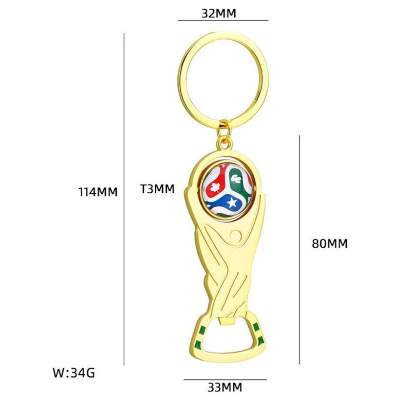 مفتاح مقلوب زجاجة كأس العالم: 11.4 × 3.2 سم من سبائك الزنك والألمنيوم - تذكرة تجميعية متعددة الوظائبات ومتينة لعشاق كرة القدم وحبيبي الرياضة في كأس العالم 2026 - Image 4