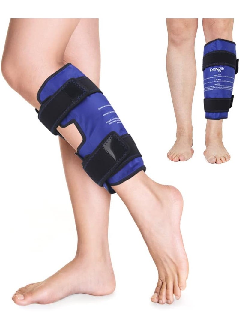 NEWGO NEWGO Shin Splint Ice Pack for Injuries, Calf Ice Pack Wrap for Shin Splint, Calf Strain, Post-Run, Tight Muscles, Leg Ice Wrap Gel Cold Pack for for Running Injuries - with Soft Plush Backing 